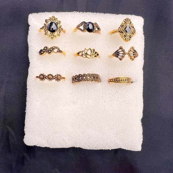 9-Piece Vintage Bohemian Ring Stacking Set