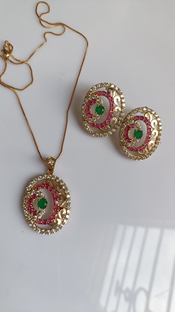 Ruby & Emerald Spiral Elegance Jewelry Set